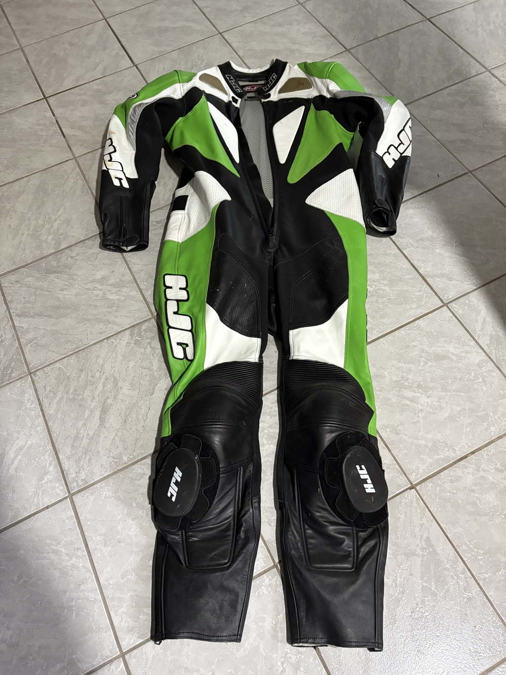 HJC Men’s Green/Black Leather Racing One-Piece Suit